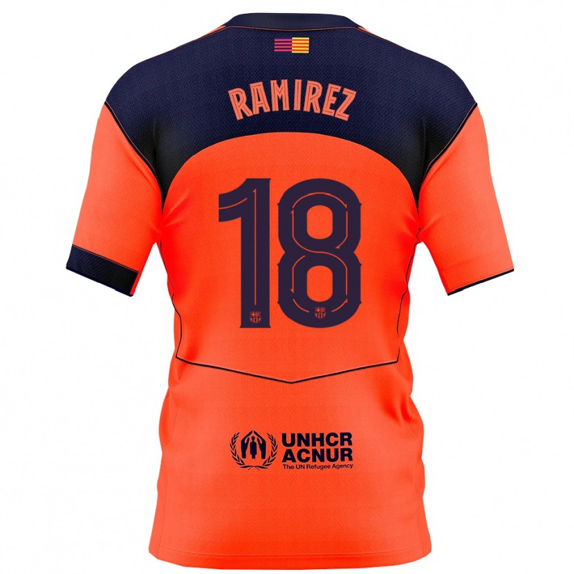 Danxen Niño Camiseta Emma Ramirez #18 Naranja Marino Equipación Tercera 2025/26 La Camisa México