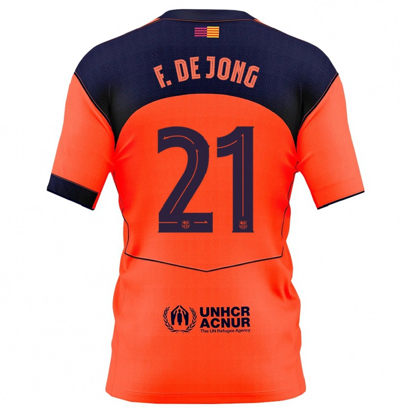 Danxen Niño Camiseta Frenkie De Jong #21 Naranja Marino Equipación Tercera 2025/26 La Camisa México