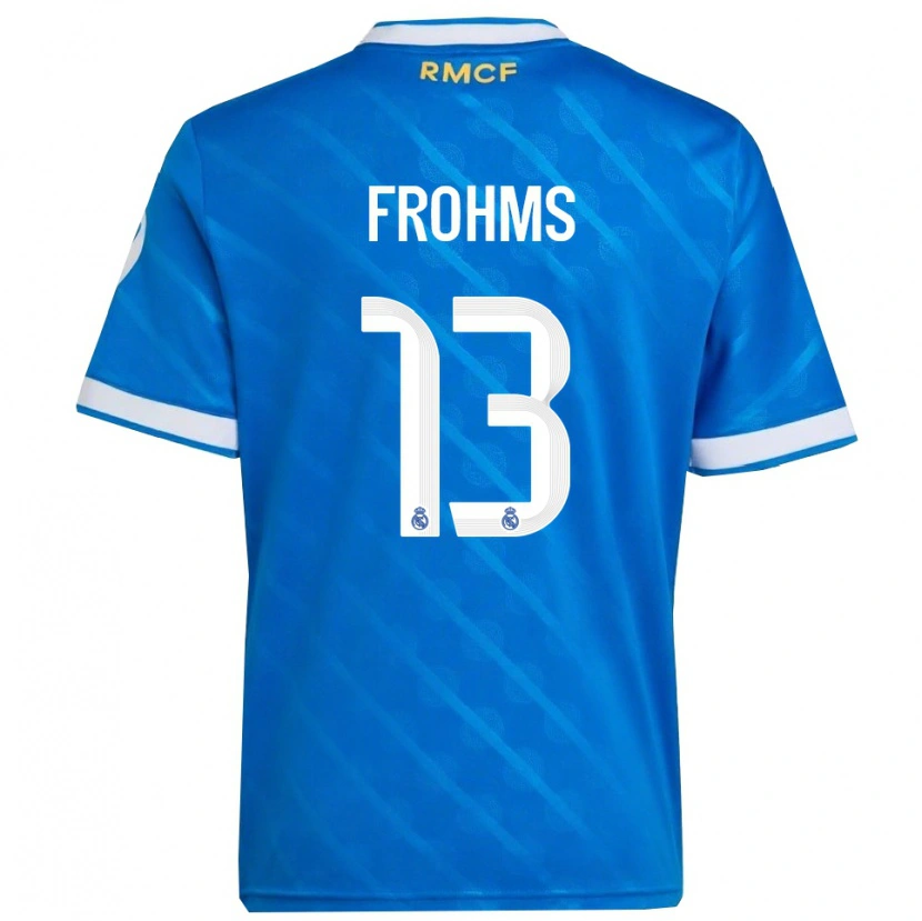 Danxen Niño Camiseta Merle Frohms #13 Azul Blanco Equipación Tercera 2025/26 La Camisa México