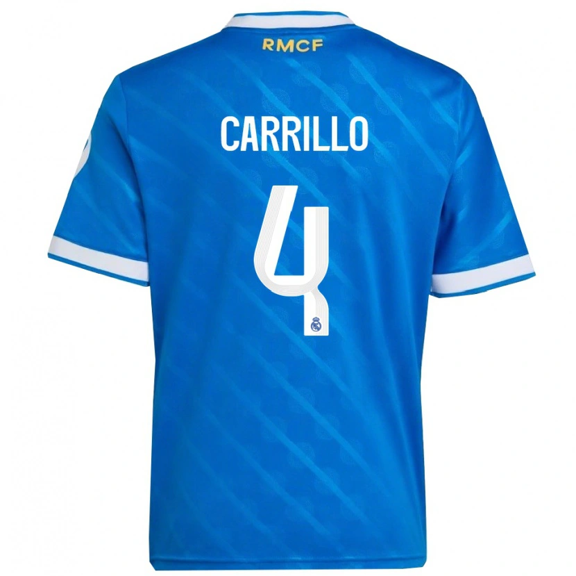 Danxen Niño Camiseta Alvaro Carrillo #4 Azul Blanco Equipación Tercera 2025/26 La Camisa México