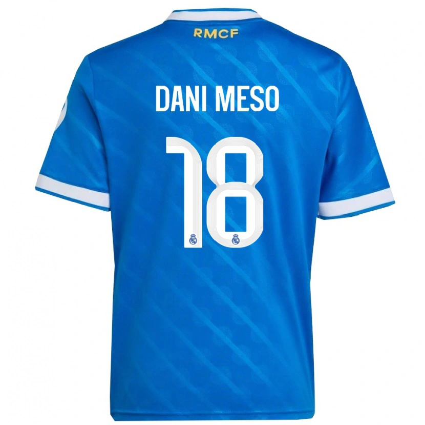 Danxen Niño Camiseta Dani Meso #18 Azul Blanco Equipación Tercera 2025/26 La Camisa México