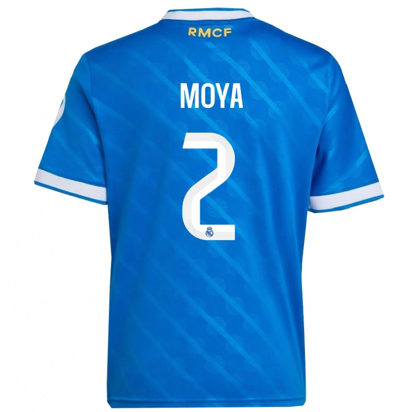Danxen Niño Camiseta Alejandro Moya #2 Azul Blanco Equipación Tercera 2025/26 La Camisa México