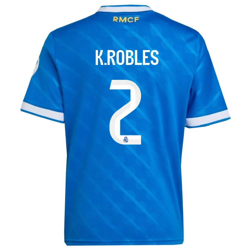 Danxen Niño Camiseta Kenti Robles #2 Azul Blanco Equipación Tercera 2025/26 La Camisa México