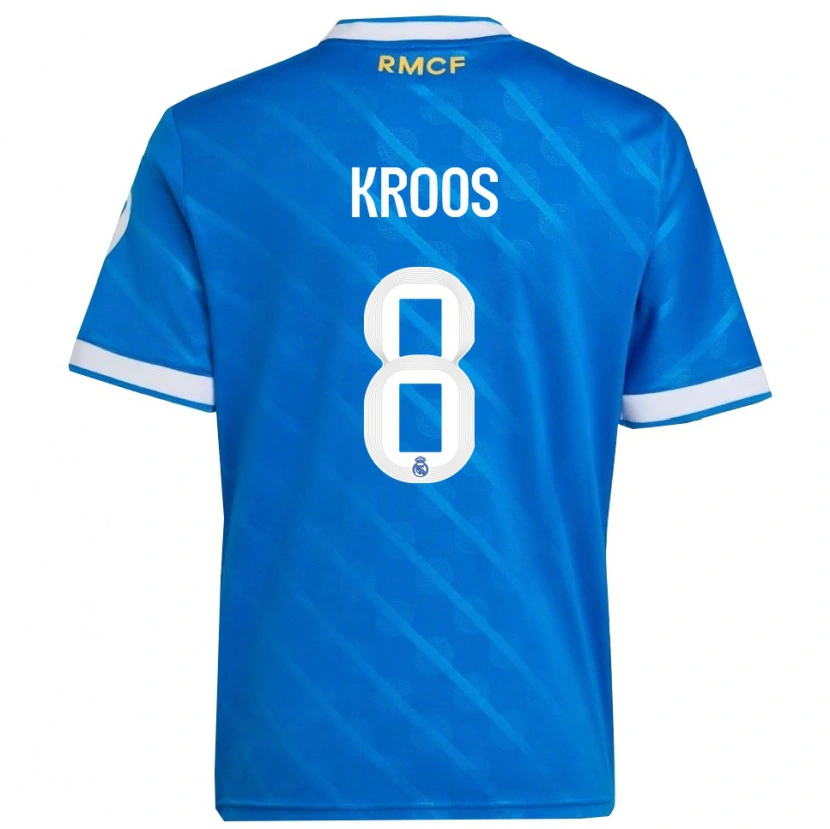 Danxen Niño Camiseta Toni Kroos #8 Azul Blanco Equipación Tercera 2025/26 La Camisa México