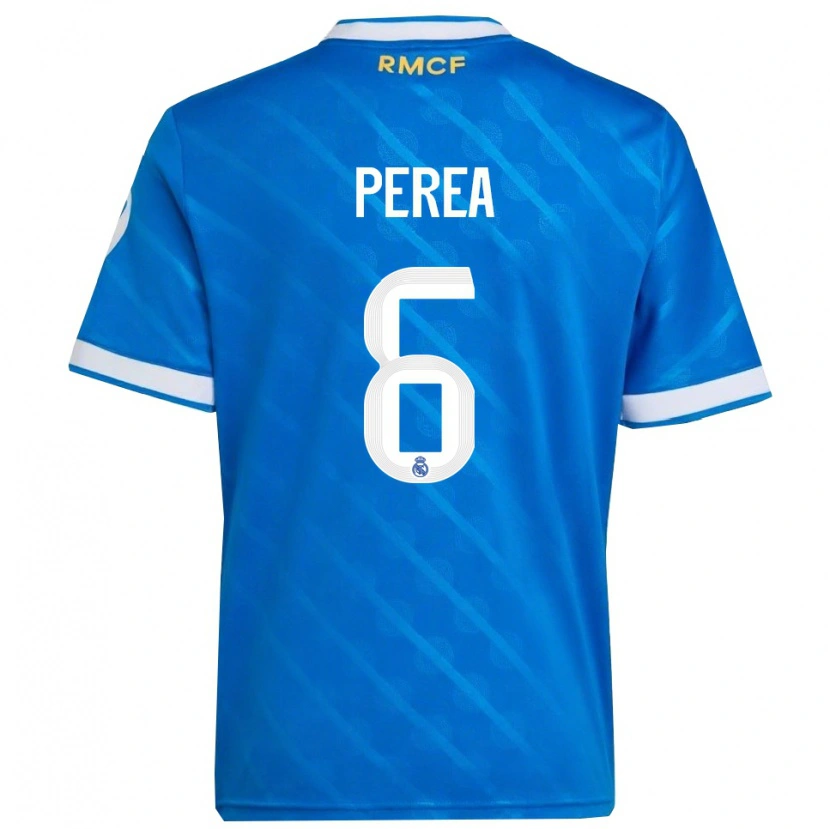 Danxen Niño Camiseta Cristian Perea #6 Azul Blanco Equipación Tercera 2025/26 La Camisa México