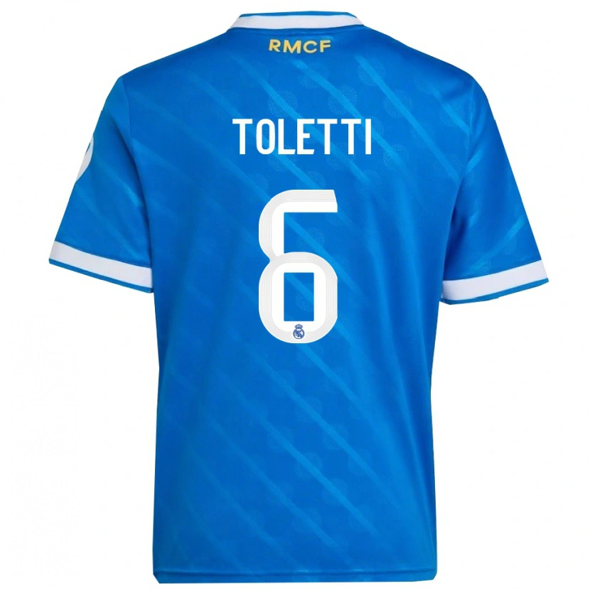 Danxen Niño Camiseta Sandie Toletti #6 Azul Blanco Equipación Tercera 2025/26 La Camisa México