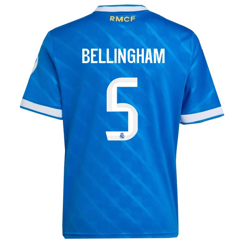 Danxen Niño Camiseta Jude Bellingham #5 Azul Blanco Equipación Tercera 2025/26 La Camisa México