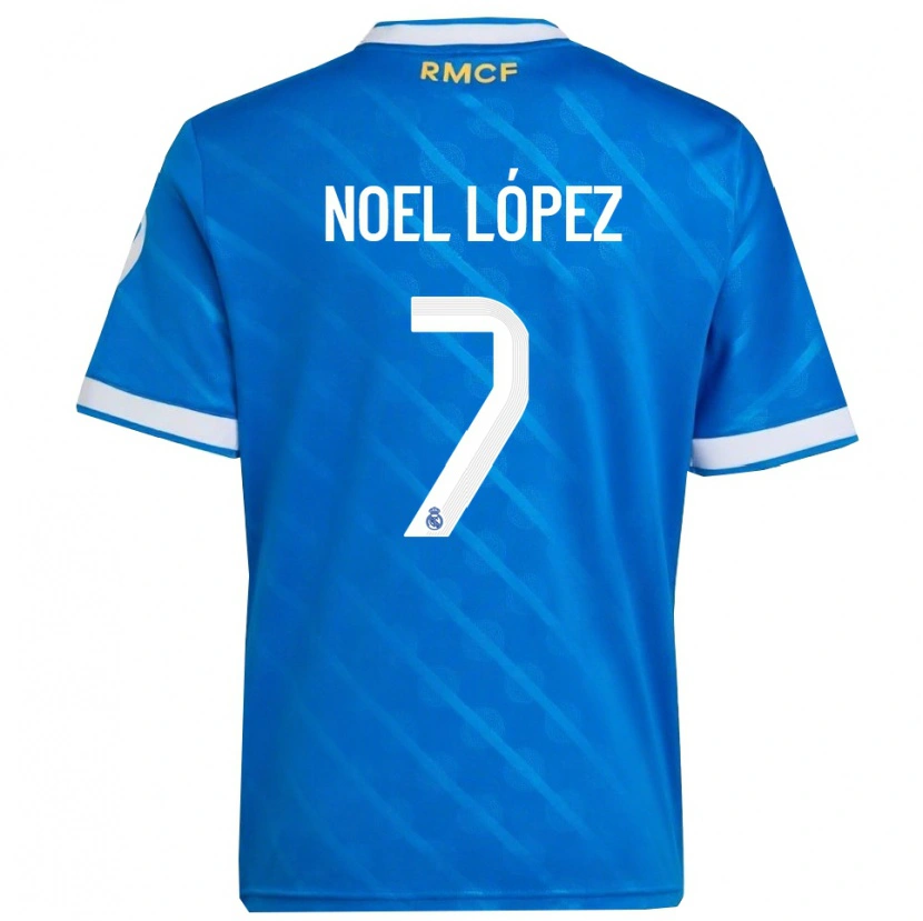 Danxen Niño Camiseta Noel López #7 Azul Blanco Equipación Tercera 2025/26 La Camisa México