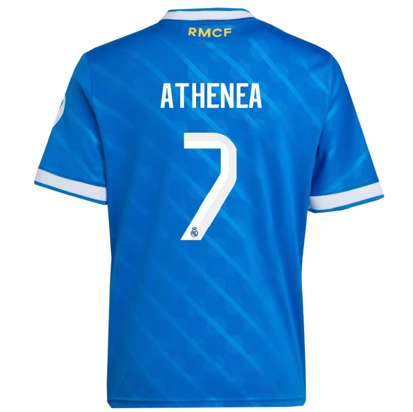 Danxen Niño Camiseta Athenea Del Castillo #7 Azul Blanco Equipación Tercera 2025/26 La Camisa México