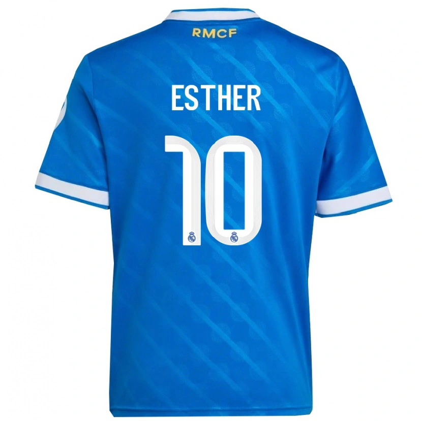 Danxen Niño Camiseta Esther Gonzalez #10 Azul Blanco Equipación Tercera 2025/26 La Camisa México