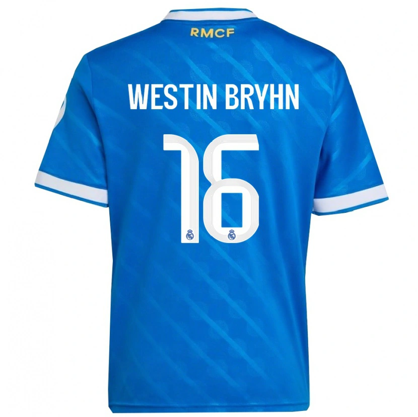 Danxen Niño Camiseta Leon Westin Bryhn #16 Azul Blanco Equipación Tercera 2025/26 La Camisa México