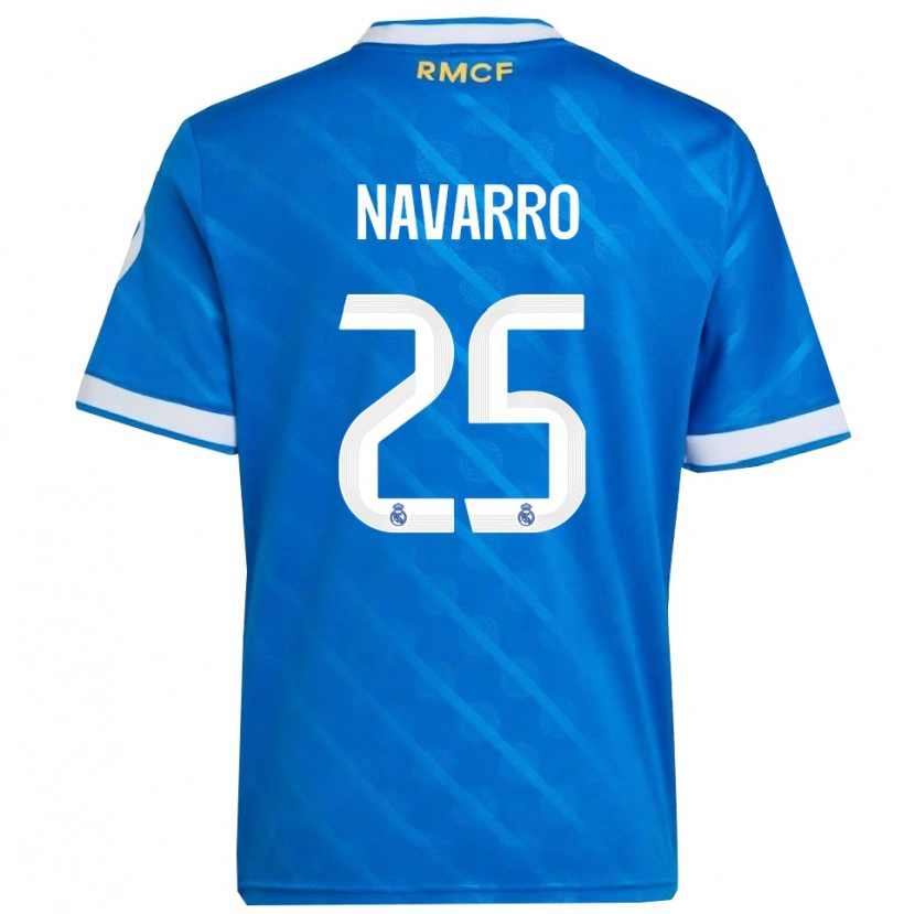 Danxen Niño Camiseta Javier Navarro #25 Azul Blanco Equipación Tercera 2025/26 La Camisa México