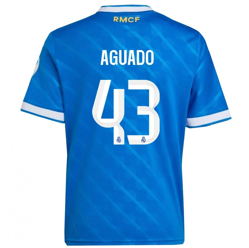 Danxen Niño Camiseta Diego Aguado #43 Azul Blanco Equipación Tercera 2025/26 La Camisa México