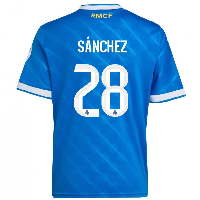 Danxen Niño Camiseta Álex Sánchez #28 Azul Blanco Equipación Tercera 2025/26 La Camisa México