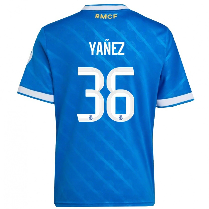 Danxen Niño Camiseta Daniel Yáñez #36 Azul Blanco Equipación Tercera 2025/26 La Camisa México