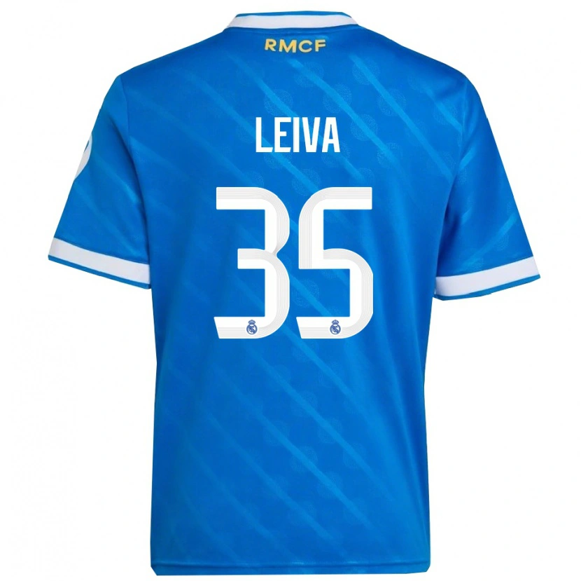 Danxen Niño Camiseta Álvaro Leiva #35 Azul Blanco Equipación Tercera 2025/26 La Camisa México