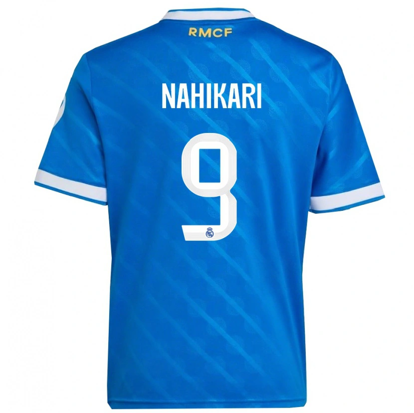 Danxen Niño Camiseta Nahikari Garcia #9 Azul Blanco Equipación Tercera 2025/26 La Camisa México