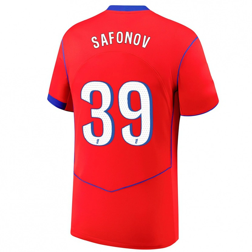 Danxen Niño Camiseta Matvey Safonov #39 Rojo Azul Blanco Equipación Tercera 2025/26 La Camisa México