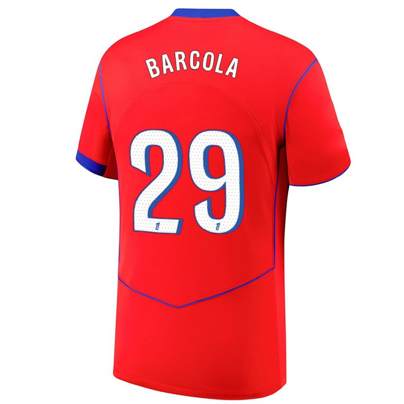 Danxen Niño Camiseta Bradley Barcola #29 Rojo Azul Blanco Equipación Tercera 2025/26 La Camisa México