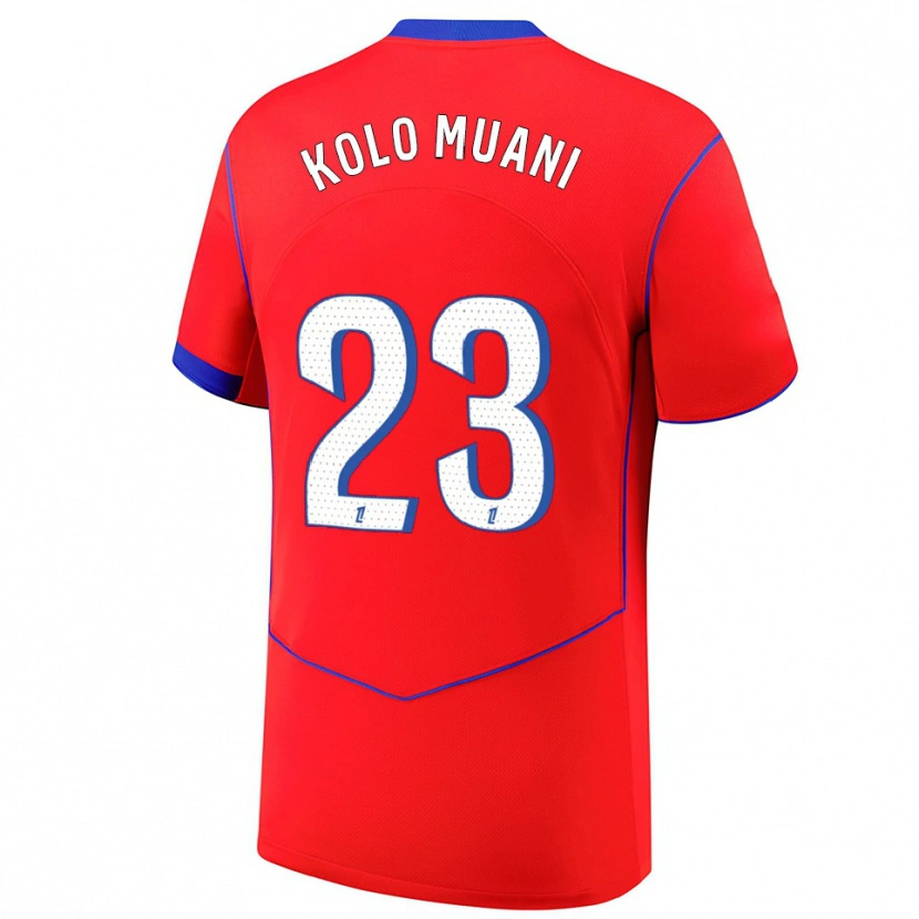 Danxen Niño Camiseta Randal Kolo Muani #23 Rojo Azul Blanco Equipación Tercera 2025/26 La Camisa México