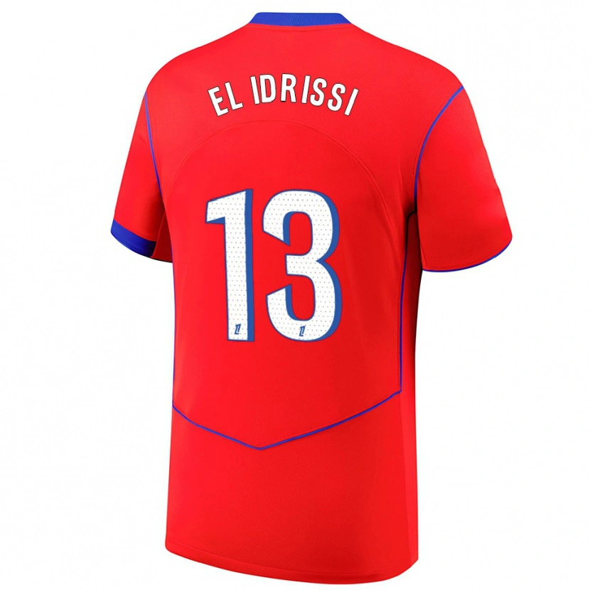 Danxen Niño Camiseta Mohamed-Amine El Idrissi #13 Rojo Azul Blanco Equipación Tercera 2025/26 La Camisa México