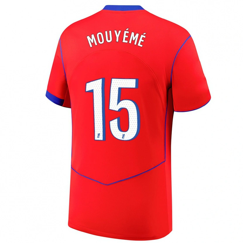 Danxen Niño Camiseta Théo Mouyémé #15 Rojo Azul Blanco Equipación Tercera 2025/26 La Camisa México