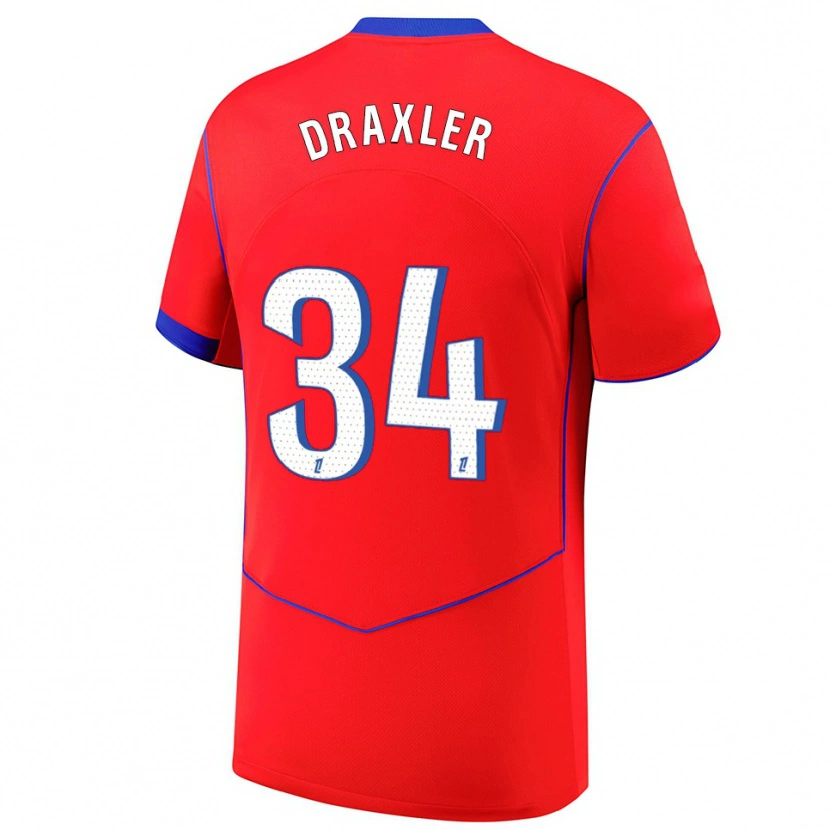 Danxen Niño Camiseta Julian Draxler #34 Rojo Azul Blanco Equipación Tercera 2025/26 La Camisa México