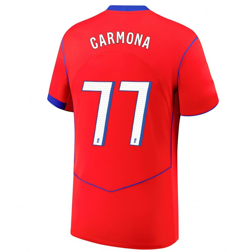 Danxen Niño Camiseta Olga Carmona #77 Rojo Azul Blanco Equipación Tercera 2025/26 La Camisa México