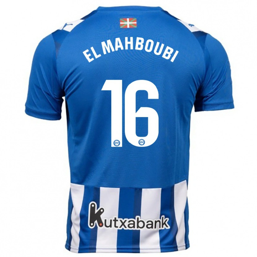 Danxen Hombre Camiseta Sami El Mahboubi #16 Azul Blanco 1ª Equipación 2025/26 La Camisa México