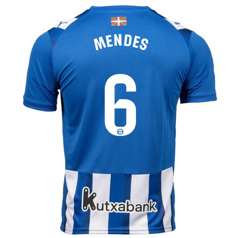 Danxen Hombre Camiseta Tomás Mendes #6 Azul Blanco 1ª Equipación 2025/26 La Camisa México