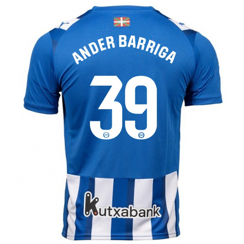 Danxen Hombre Camiseta Jon Ander Barriga #39 Azul Blanco 1ª Equipación 2025/26 La Camisa México