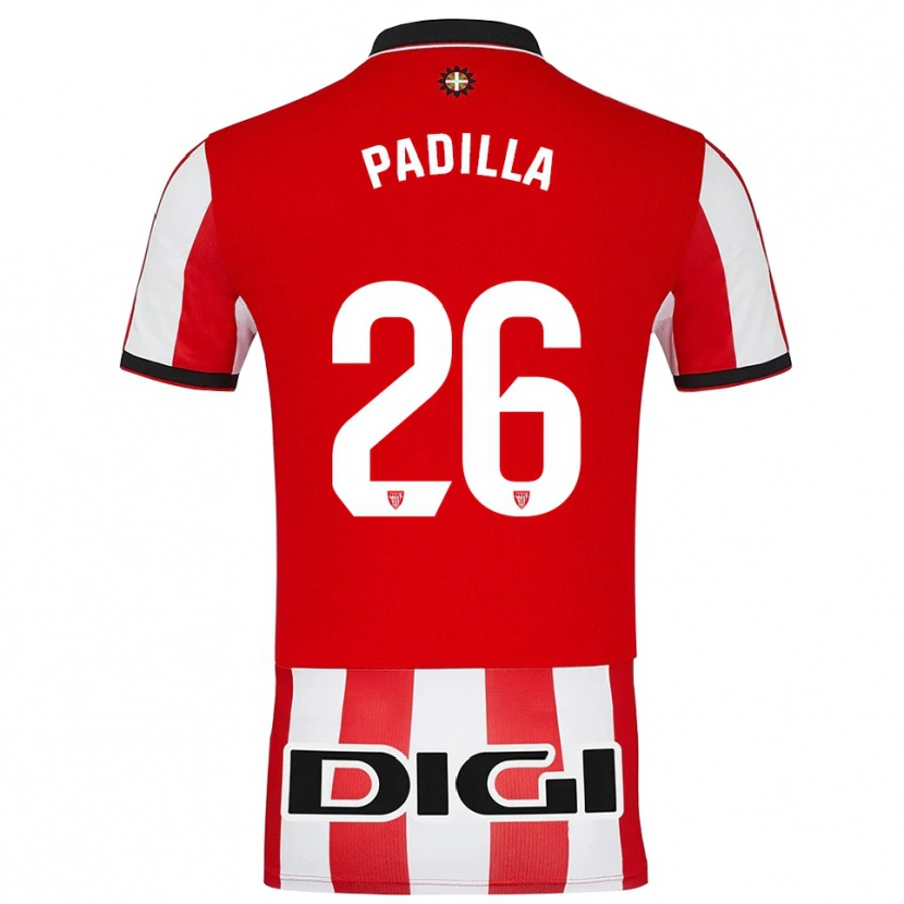 Danxen Hombre Camiseta Álex Padilla #26 Rojo Blanco 1ª Equipación 2025/26 La Camisa México