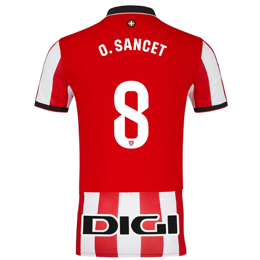 Danxen Hombre Camiseta Oihan Sancet #8 Rojo Blanco 1ª Equipación 2025/26 La Camisa México