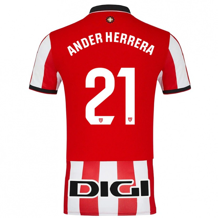 Danxen Hombre Camiseta Ander Herrera #21 Rojo Blanco 1ª Equipación 2025/26 La Camisa México