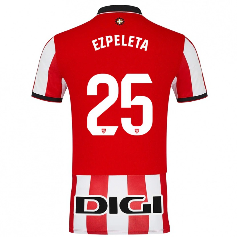 Danxen Hombre Camiseta Ander Ezpeleta #25 Rojo Blanco 1ª Equipación 2025/26 La Camisa México