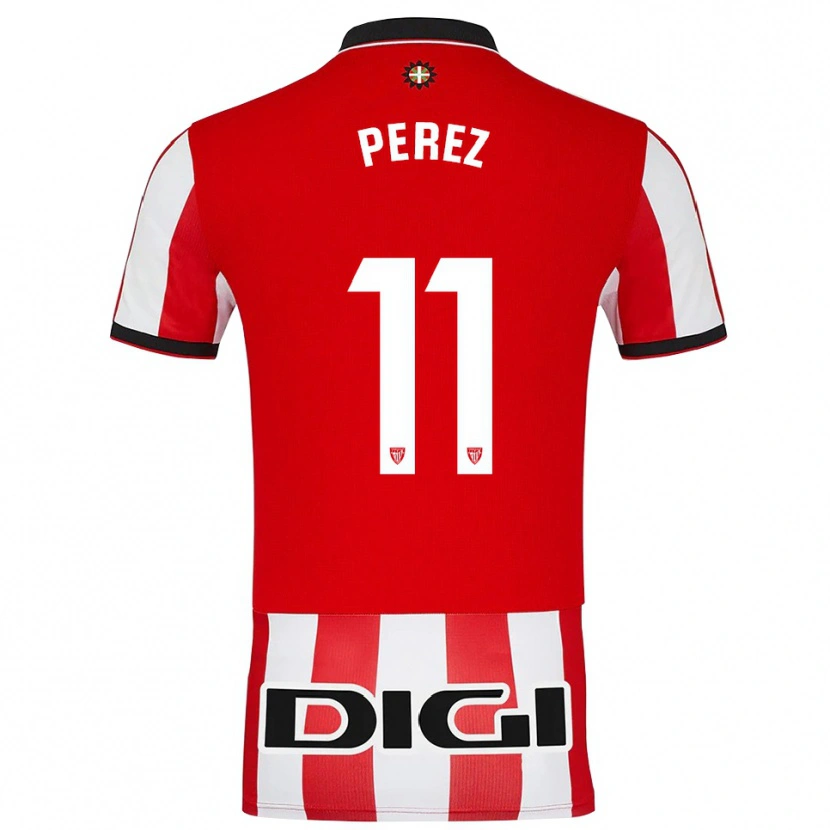 Danxen Hombre Camiseta Adrián Pérez #11 Rojo Blanco 1ª Equipación 2025/26 La Camisa México