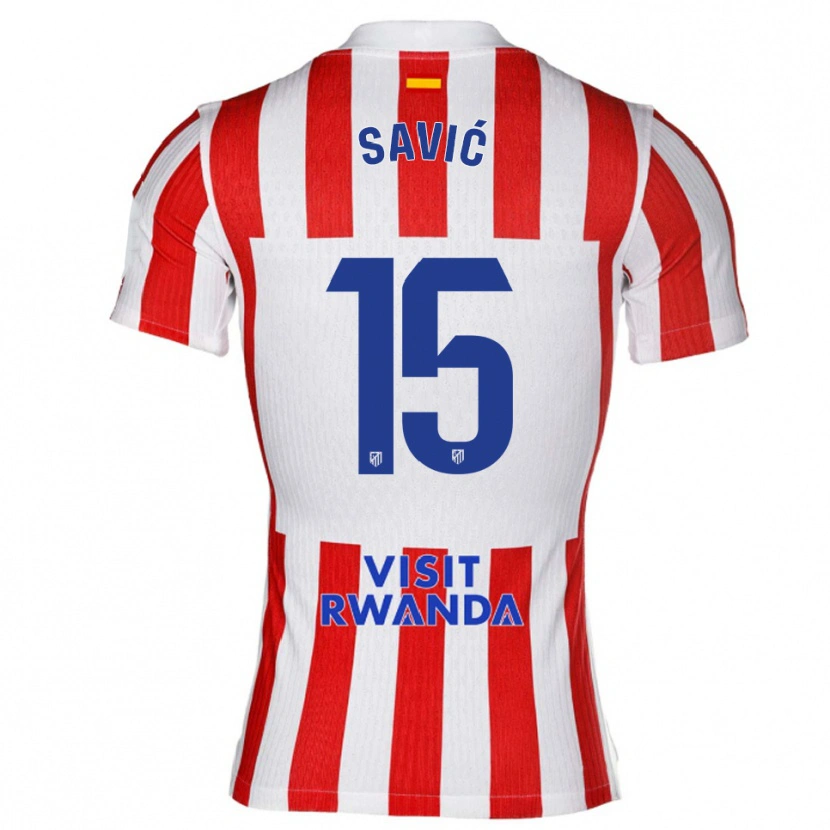 Danxen Hombre Camiseta Stefan Savic #15 Rojo Blanco 1ª Equipación 2025/26 La Camisa México