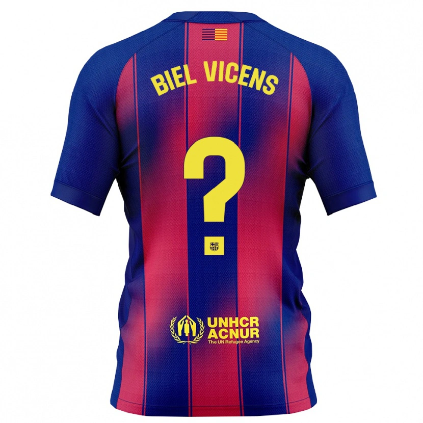 Danxen Hombre Camiseta Biel Vicens #0 Azul Rojo 1ª Equipación 2025/26 La Camisa México