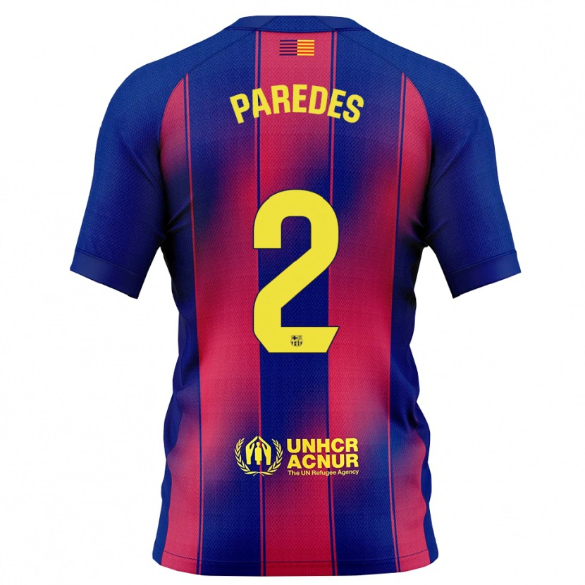 Danxen Hombre Camiseta Irene Paredes #2 Azul Rojo 1ª Equipación 2025/26 La Camisa México