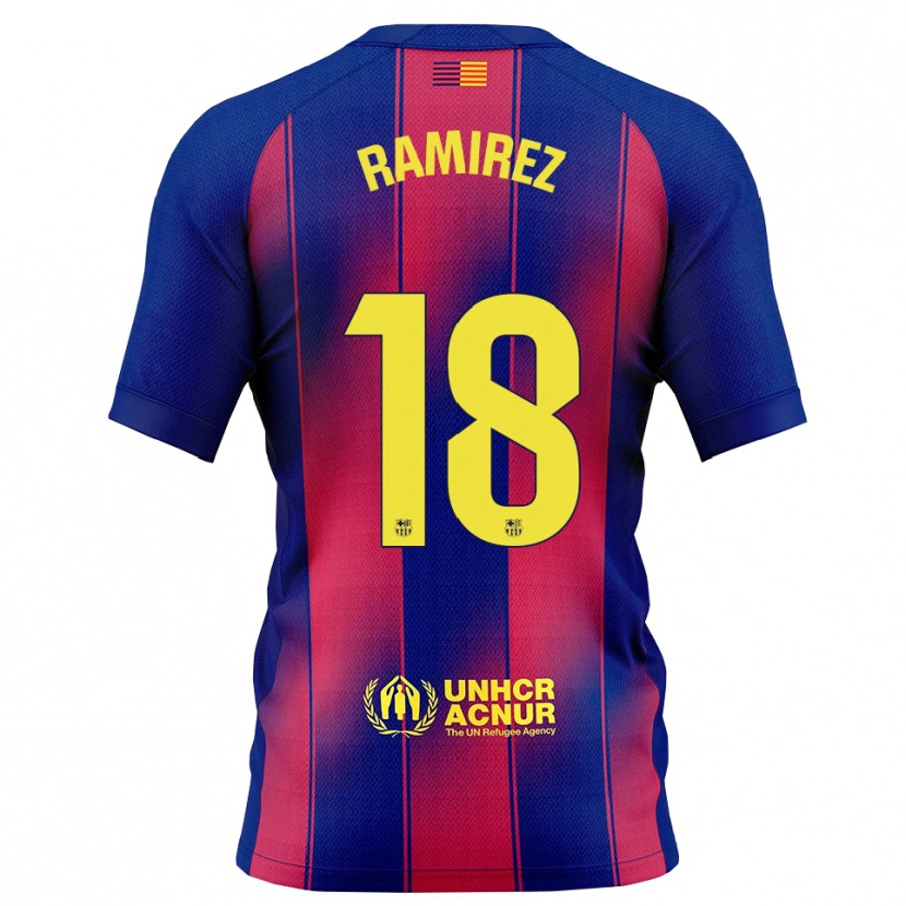 Danxen Hombre Camiseta Emma Ramirez #18 Azul Rojo 1ª Equipación 2025/26 La Camisa México