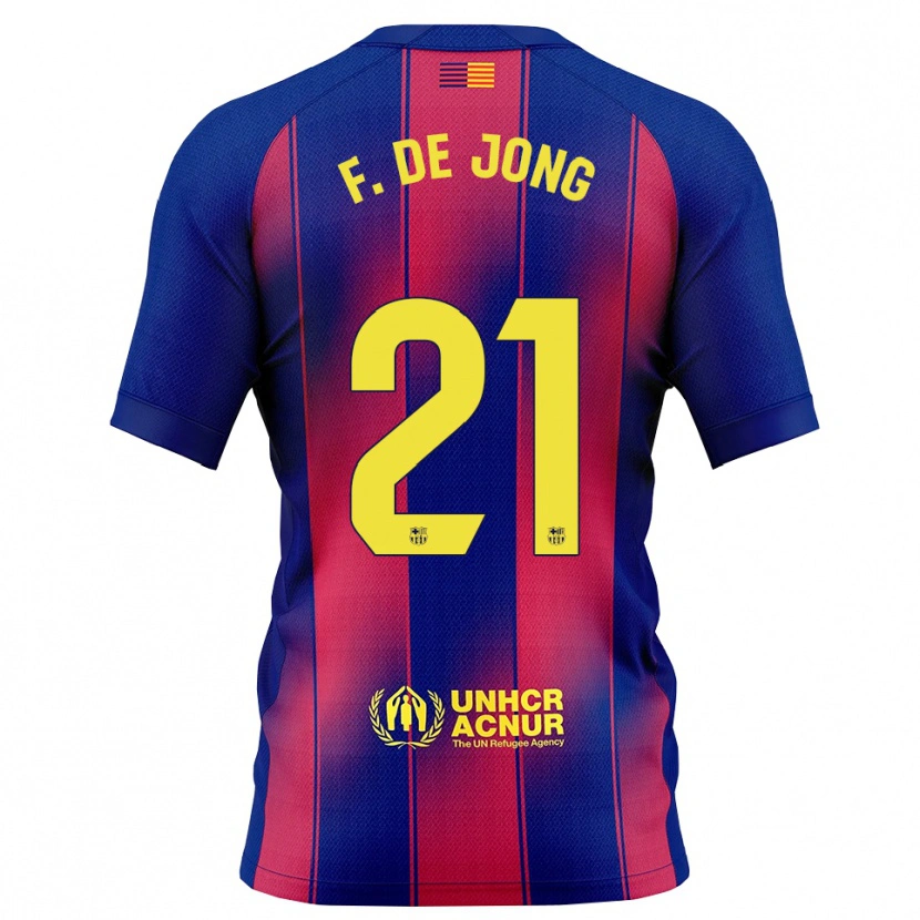 Danxen Hombre Camiseta Frenkie De Jong #21 Azul Rojo 1ª Equipación 2025/26 La Camisa México