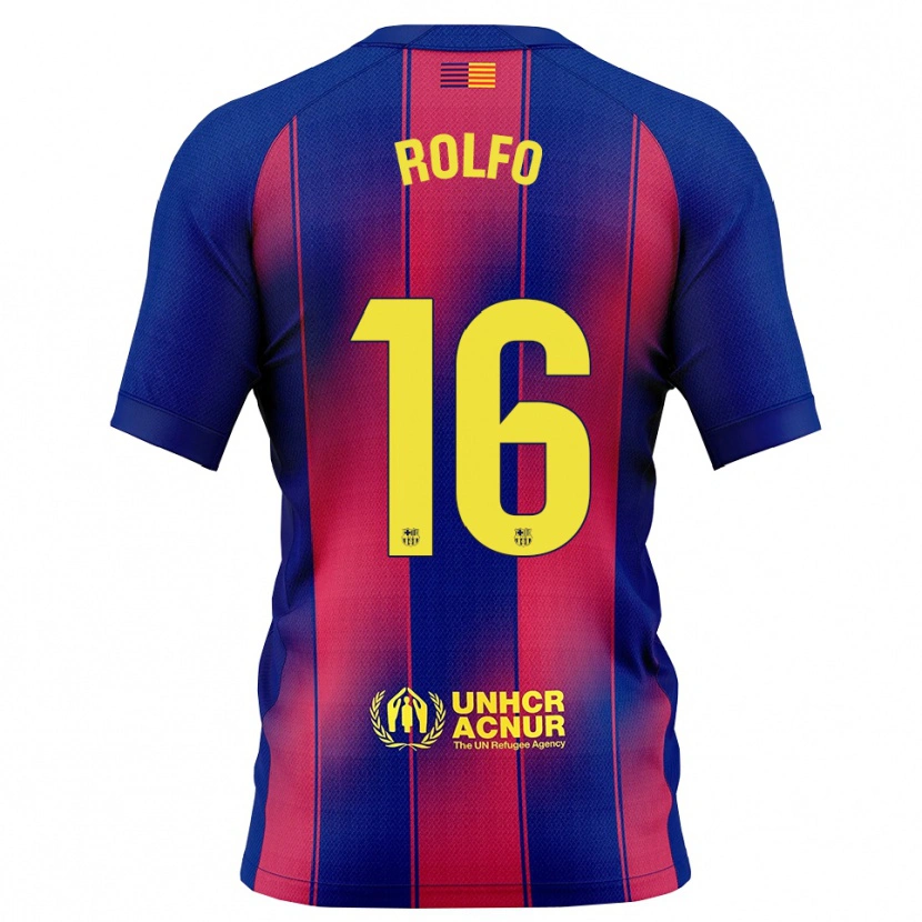 Danxen Hombre Camiseta Fridolina Rolfö #16 Azul Rojo 1ª Equipación 2025/26 La Camisa México