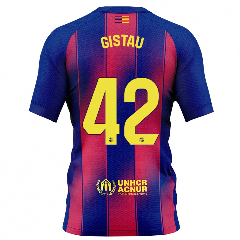 Danxen Hombre Camiseta Òscar Gistau #42 Azul Rojo 1ª Equipación 2025/26 La Camisa México