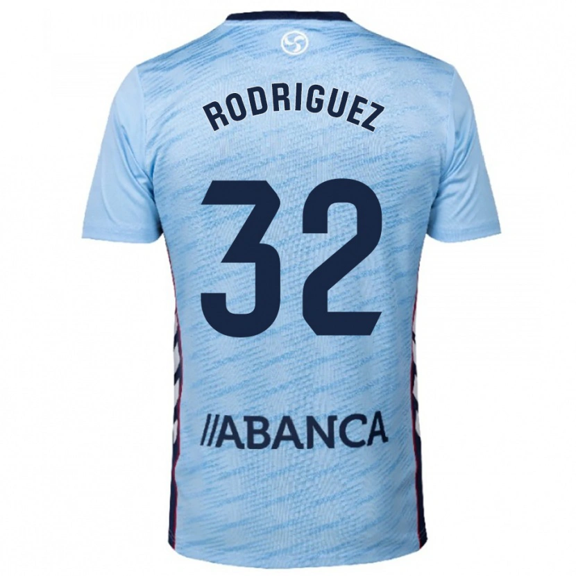 Danxen Hombre Camiseta Javi Rodríguez #32 Celeste Rojo 1ª Equipación 2025/26 La Camisa México