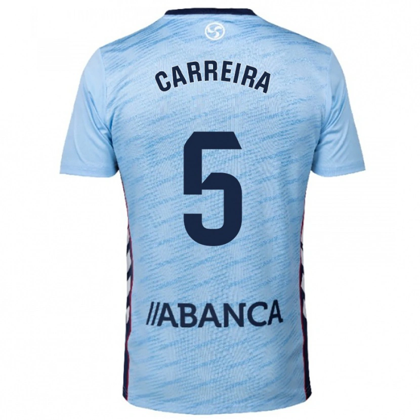 Danxen Hombre Camiseta Sergio Carreira #5 Celeste Rojo 1ª Equipación 2025/26 La Camisa México