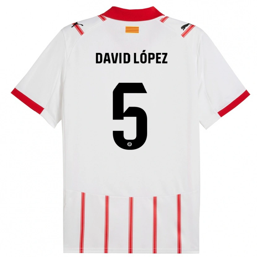 Danxen Hombre Camiseta David López #5 Blanco Rojo 1ª Equipación 2025/26 La Camisa México