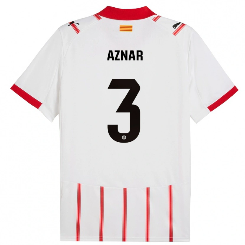 Danxen Hombre Camiseta Marc Aznar #3 Blanco Rojo 1ª Equipación 2025/26 La Camisa México