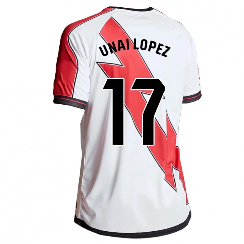 Danxen Hombre Camiseta Unai López #17 Blanco Rojo 1ª Equipación 2025/26 La Camisa México