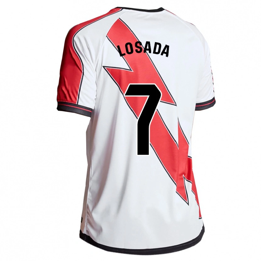 Danxen Hombre Camiseta Juan Losada #7 Blanco Rojo 1ª Equipación 2025/26 La Camisa México