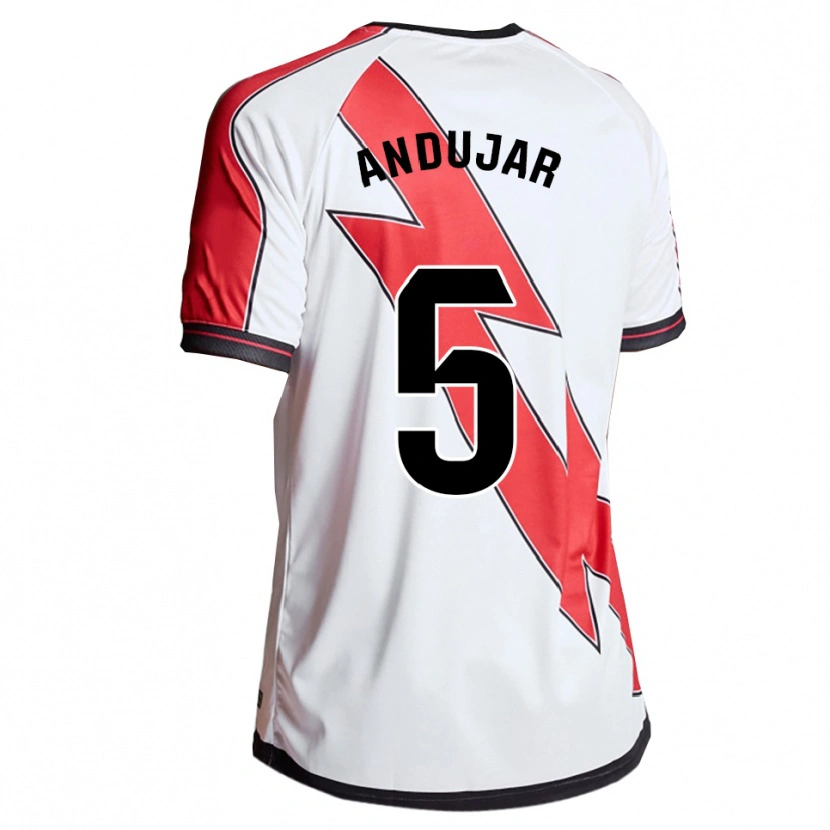 Danxen Hombre Camiseta Paula Andújar #5 Blanco Rojo 1ª Equipación 2025/26 La Camisa México